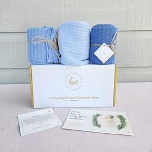 First Landings Newborn Photography Wraps Swaddle Receiving Soft Knit Blue 3 Pack